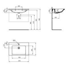 Ideal Standard i.Life B - Lavabo pour meuble 81x51 cm, avec trop-plein, trou pour robinetterie, blanc T460401
