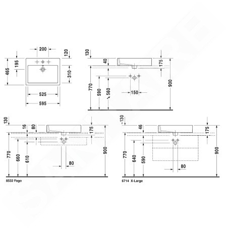 Duravit Vero - Vasque à poser, 595x465 mm, avec un trou pour robinetterie, blanc alpin 0452600000