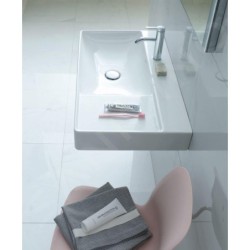 Duravit DuraSquare - Lavabo 800x470 mm, avec un trou pour robinet à gauche, DuraCeram, avec WonderGliss, blanc alpin 23488000411