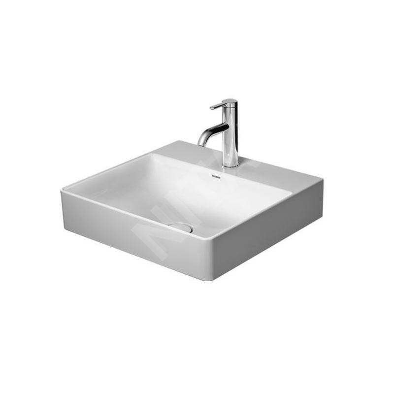 Duravit DuraSquare - Lavabo 500x470 mm, avec un trou pour robinet, DuraCeram, avec WonderGliss, blanc alpin 23535000411