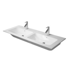 Duravit ME by Starck - Meuble-lavabo double 1300x490 mm, avec 2 trous pour robinet, avec WonderGliss, blanc alpin 23361300001