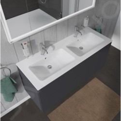 Duravit ME by Starck - Meuble-lavabo double 1300x490 mm, avec 2 trous pour robinet, avec WonderGliss, blanc alpin 23361300001