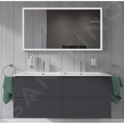 Duravit ME by Starck - Meuble-lavabo double 1300x490 mm, avec 2 trous pour robinet, avec WonderGliss, blanc alpin 23361300001