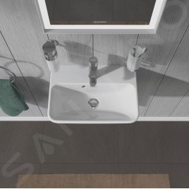 Duravit ME by Starck - Lave-mains 450x320 mm, avec 1 trou et trop-plein, avec WonderGliss, blanc 07194500001