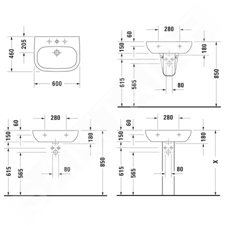 Duravit D-Code - Lavabo 600x460 mm, avec un trou pour robinet, blanc alpin 23106000002