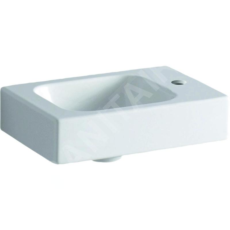 Geberit iCon - Lave-mains sans trop plein, avec trou pour robinet à droite, 380x280 mm, avec KeraTect, blanc 124736600