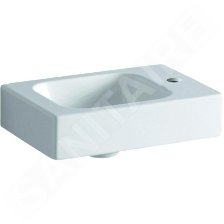 Geberit iCon - Lave-mains sans trop plein, avec trou pour robinet à droite, 380x280 mm, avec KeraTect, blanc 124736600