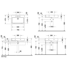 Duravit Vero - Lavabo 700x470 mm, avec un trou pour robinetterie, blanc alpin 0454700000
