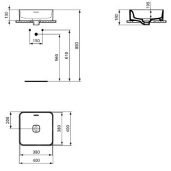 Ideal Standard Strada II - Lavabo avec déversoir 400x400 mm, blanc T296301