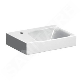Geberit Xeno 2 - Lave-mains 400x280 mm, avec 1 trou à gauche, sans trop-plein, avec KeraTect, blanc 500.528.01.1