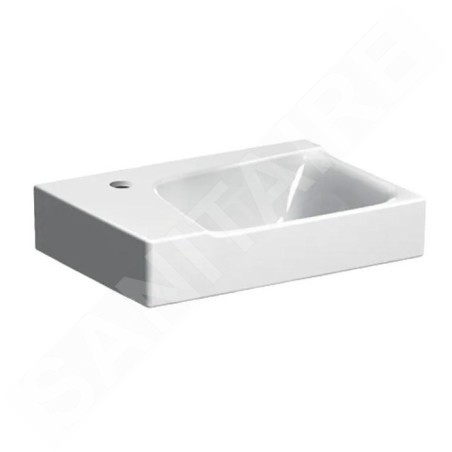 Geberit Xeno 2 - Lave-mains 400x280 mm, avec 1 trou à gauche, sans trop-plein, avec KeraTect, blanc 500.528.01.1