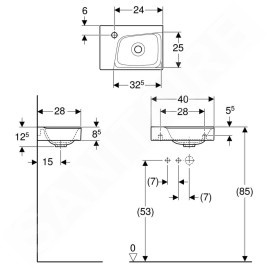 Geberit Xeno 2 - Lave-mains 400x280 mm, avec 1 trou à gauche, sans trop-plein, avec KeraTect, blanc 500.528.01.1