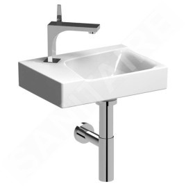 Geberit Xeno 2 - Lave-mains 400x280 mm, avec 1 trou à gauche, sans trop-plein, avec KeraTect, blanc 500.528.01.1