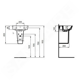 Ideal Standard Connect Air - Demi-colonne 340x260x170 mm, blanc E034501