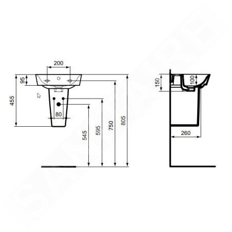Ideal Standard Connect Air - Demi-colonne 340x260x170 mm, blanc E034501
