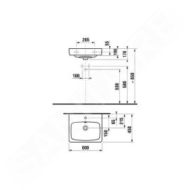 Jika Lyra plus - Lavabo 600x450 mm, avec trop-plein, avec trou pour robinet, blanc H8103820001041