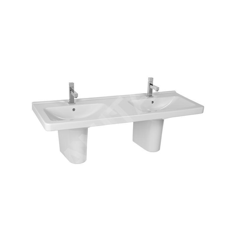 Jika Cubito - Double-lavabo 1300x485 mm, 2 trous pour robinet, blanc H8144200001041