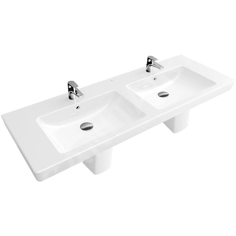Villeroy & Boch Subway 2.0 - Meuble double vasque 1300x470 mm, avec trop-plein et trous pour la robinetterie, blanc 7175D001 Villeroy & Boch Subway 2.0 - Meuble double vasque 1300x470 mm, avec trop-plein et trous pour la robinetterie, blanc 7175D001