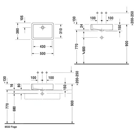 Duravit Vero - Vasque, 500x380 mm, avec WonderGliss, blanc alpin 04555000001