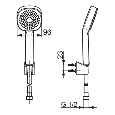 Hansa Basicjet - Set de pommeau de douche, 1 jet,  support et flexible, chrome 44600113