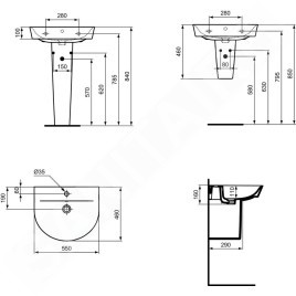 Ideal Standard Connect Air - Lavabo Arc, 550x460 mm, blanc E069801