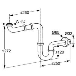 Kludi Siphons - Siphon tube, encombrement réduit, chrome 1025505-00