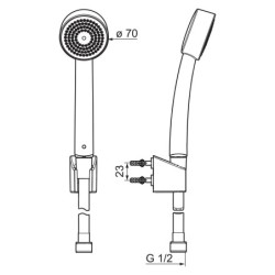 Hansa Basicjet - Set de pommeau de douche, 1 jet,  support et flexible, chrome 44681113