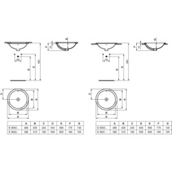 Ideal Standard Connect - Lavabo encastré 380 mm, avec déversoir, blanc E505101