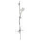 Hansa Basicjet - Set de pommeau de douche, 1 jet, flexible et barre avec tablette, chrome 44770111