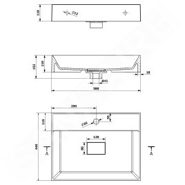 Sapho Godiva - Lavabo 580x440 mm, sans trop-plein, trou pour robinetterie, blanc GU058