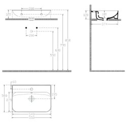 Sapho Isvea - Lavabo Sistema U, 550x380 mm, avec 1 trou pour robinetterie, blanc 10PL53055