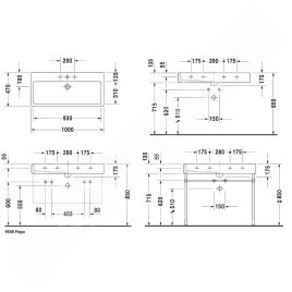Duravit Vero - Lavabo 1000x470 mm, avec un trou pour robinetterie, blanc alpin 0454100000