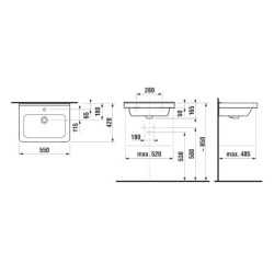 Jika Cubito - Lavabo 550x420 mm, avec trop-plein, avec trou pour robinet, blanc H8104220001041