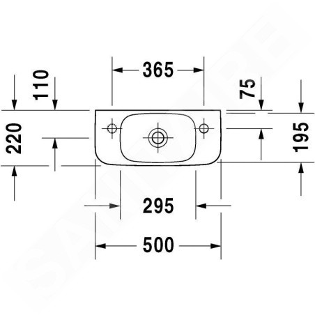 Duravit DuraStyle - Lave-mains 500x220mm, avec un trou pour robinet à droite, blanc 0713500008