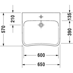 Duravit DuraStyle - Lavabo 650x570 mm, un trou pour robinetterie, blanc 2329650000