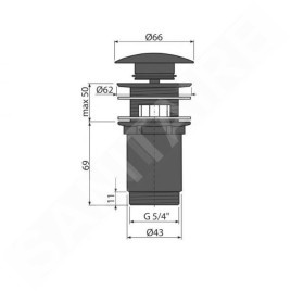 Alcadrain Accessoires - Bonde de lavabo, Click Clack, noir mat A392BLACK