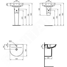 Ideal Standard Connect Air - Lavabo Arc, 500x450 mm, blanc E069901