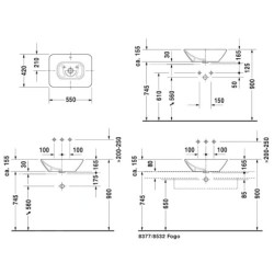 Duravit Bacino - Vasque à poser, 550x420 mm, sans trou pour robinet, blanc alpin 0334520000