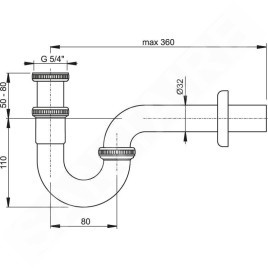 Ravak Garnitures de vidage - Siphon tube de lavabo, chrome X01436