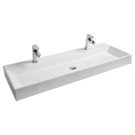 Ravak Natural - Double-lavabo, 1200x450 mm, sans trop-plein, trous pour robinet, blanc XJO01212000