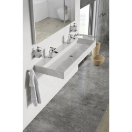 Ravak Natural - Double-lavabo, 1200x450 mm, sans trop-plein, trous pour robinet, blanc XJO01212000