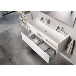 Ravak Natural - Double-lavabo, 1200x450 mm, sans trop-plein, trous pour robinet, blanc XJO01212000