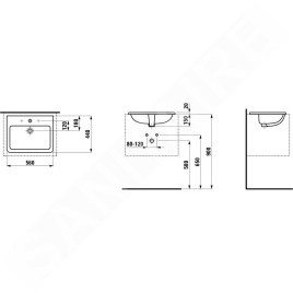 Laufen Pro S - Lavabo à encastrer, 560x440 mm, 1 trou pour robinetterie, avec LCC, blanc H8189634001041