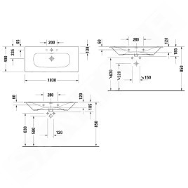 Duravit Viu - Lavabo 1030x490 mm,avec trop-plein, avec un trou pour robinet, WonderGliss, blanc alpin 23441000001