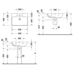 Duravit ME by Starck - Lavabo 650x490 mm, avec un trou pour robinet, blanc alpin 2335650000