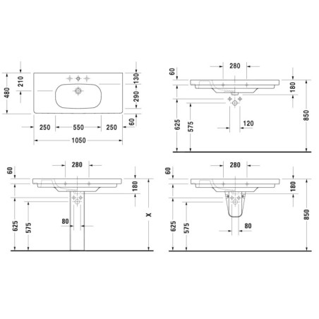 Duravit D-Code - Lavabo pour meuble 1050x480 mm, avec 1 trou, blanc alpin 03421000002