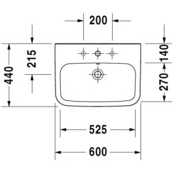 Duravit DuraStyle - Lavabo 600x440 mm, avec un trou pour robinetterie, avec WonderGliss, blanc 23196000001