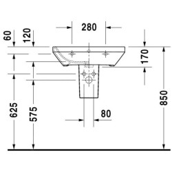 Duravit DuraStyle - Lavabo 600x440 mm, avec un trou pour robinetterie, avec WonderGliss, blanc 23196000001