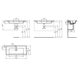 Ideal Standard Strada II - Meuble-lavabo 1040x460 mm, avec trou pour robinetterie, blanc T300401