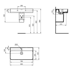 Ideal Standard Strada II - Lavabo 800x430 mm, 1 trou pour robinet, blanc T300101